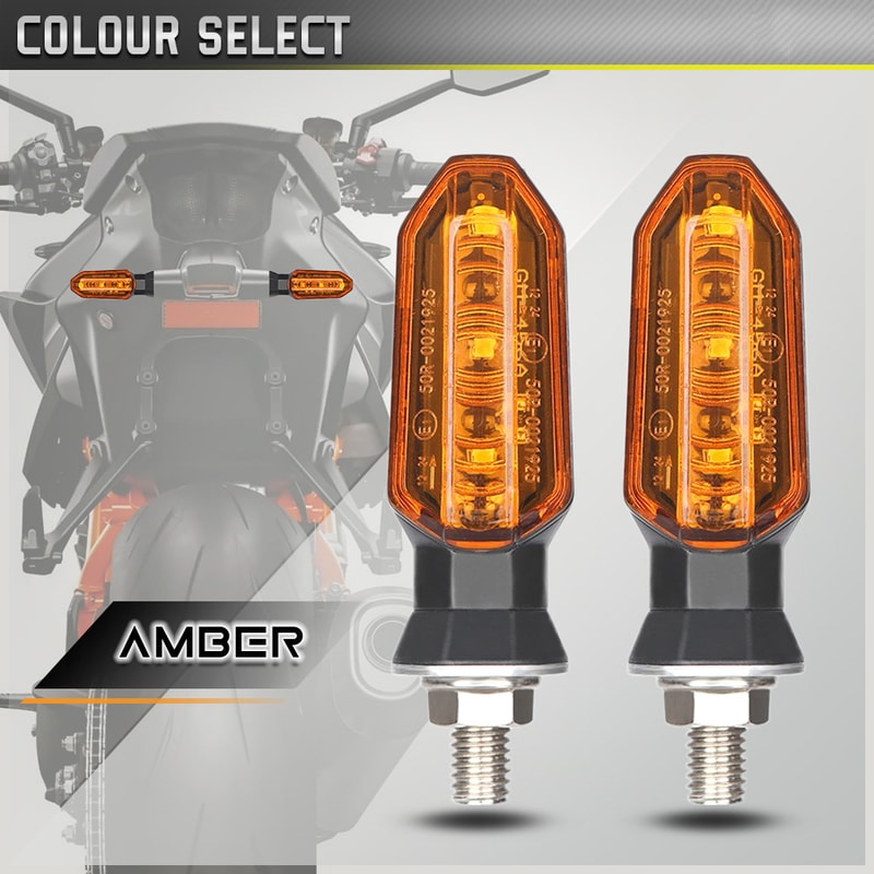 Mini Amber Motorcycle LED Turn Signal Lights Flashing Indicator Lamp