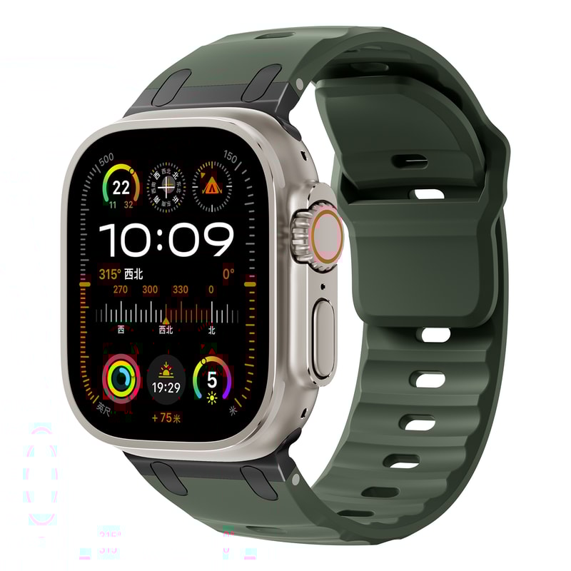 Sport Silicone Strap For Apple Watch Ultra Stainless Steel Bracelet Band For IWatch Series 9