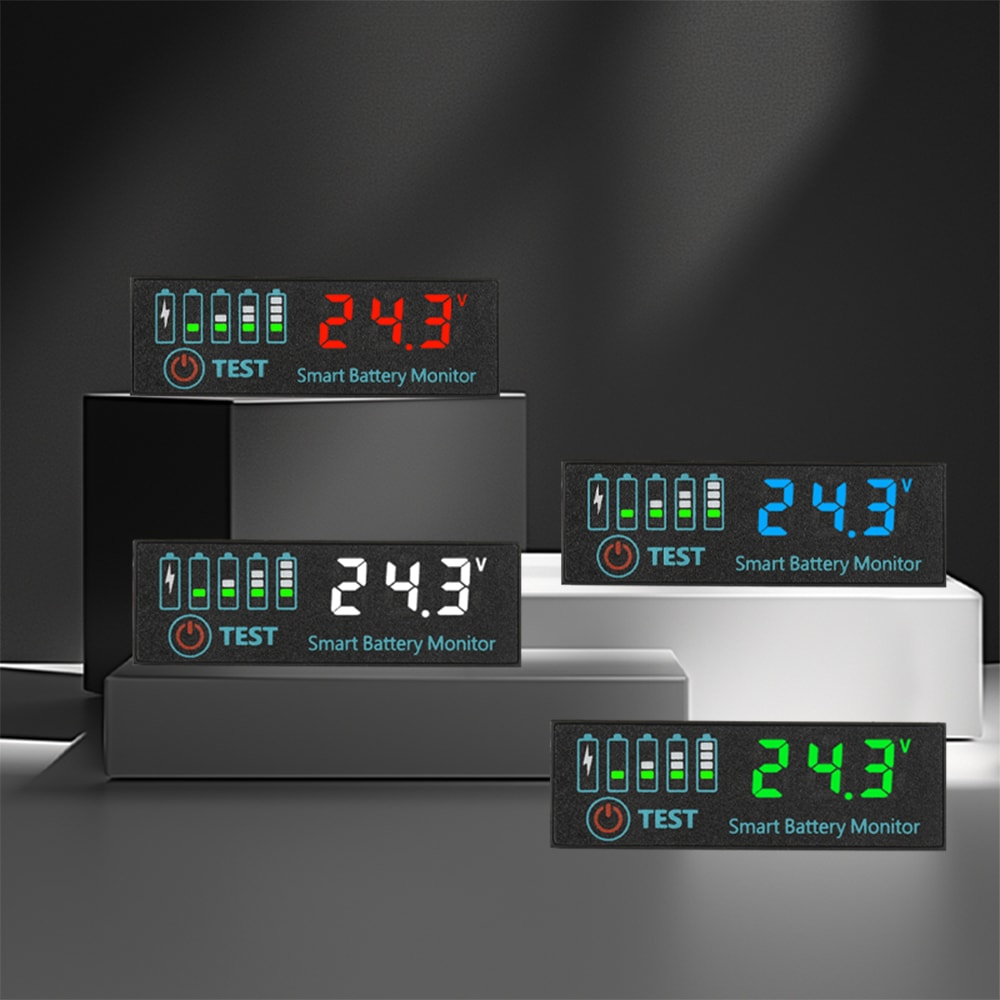 DC Universal Battery Voltage Charge Indicator Panel LED Indicator for Acid & Lithium Batteries