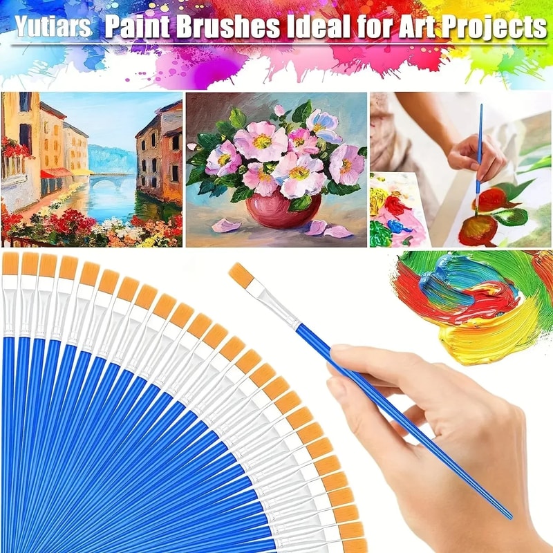 Kids Acrylic Paint Brushes Set Flat Round Pointed Brush For Crafting Watercolor And Oil Painting 4
