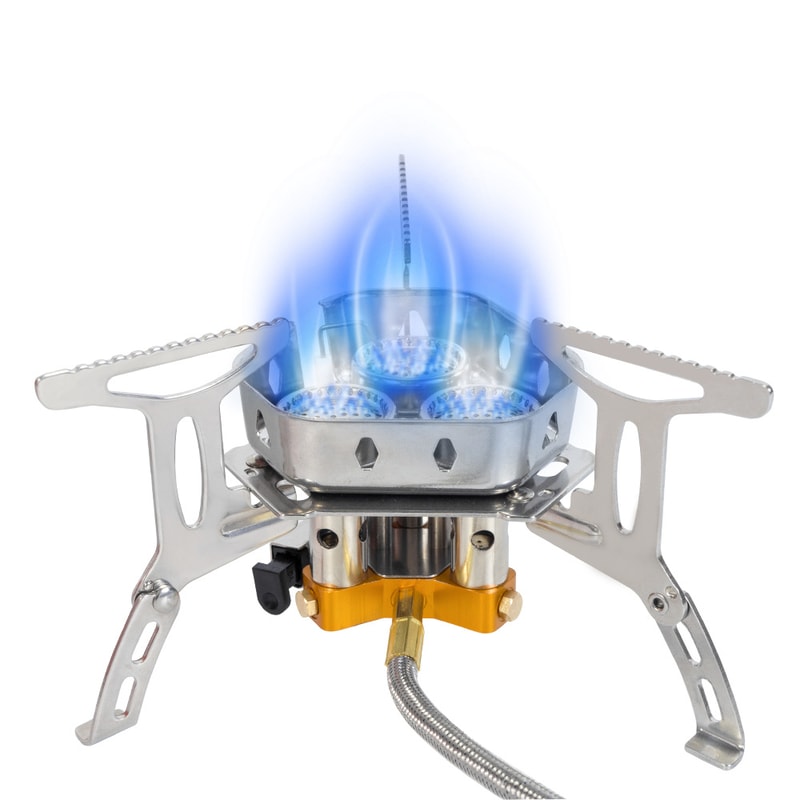 Head Gas Stove For Outdoor Cooking Foldable Burner For Hiking BBQ And Camping 3