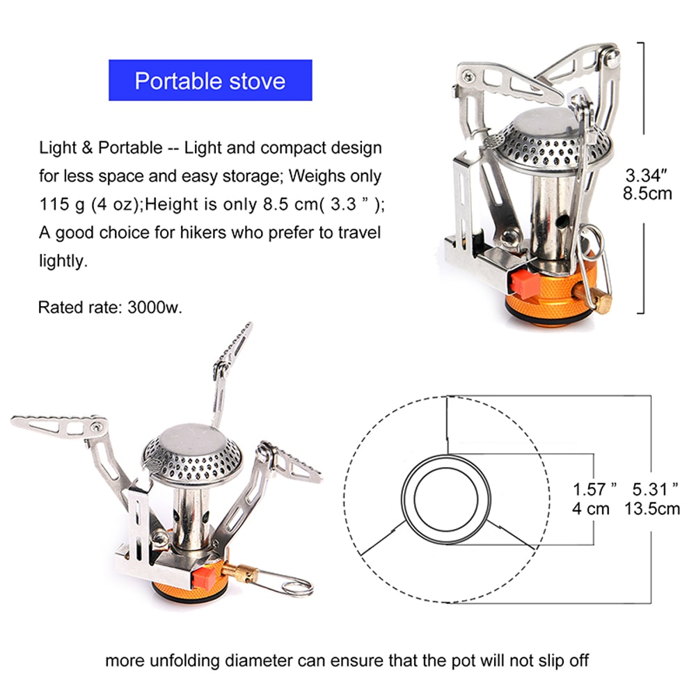 Portable Gas Stove Compact Aluminum Alloy Camping Stove For Outdoor Cooking Hiking Backpacking 3