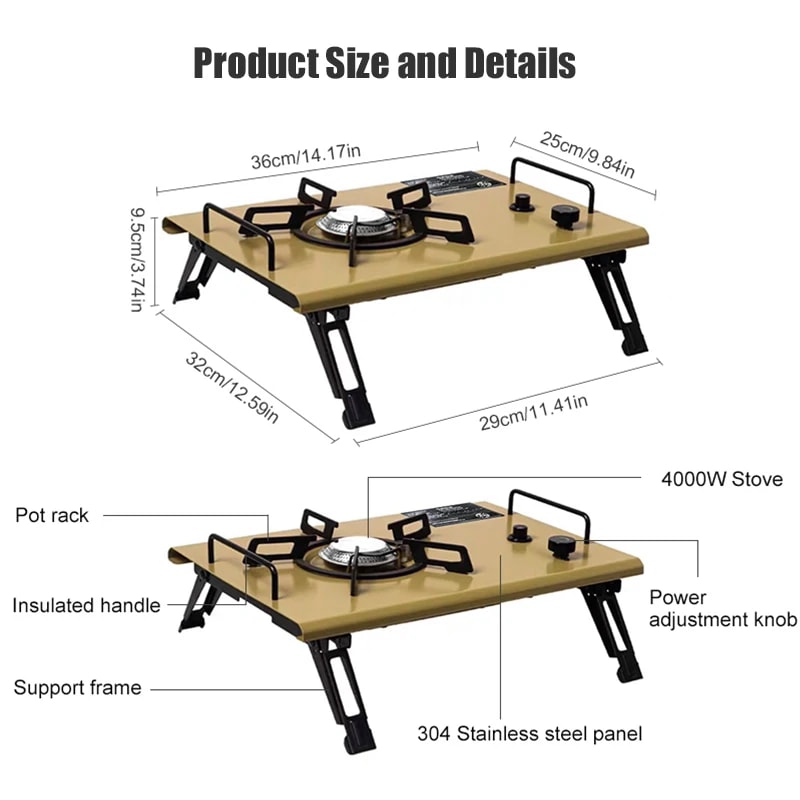 Portable Stainless Steel Gas Stove Burner High Power Camping Heater For Outdoor Cooking 5