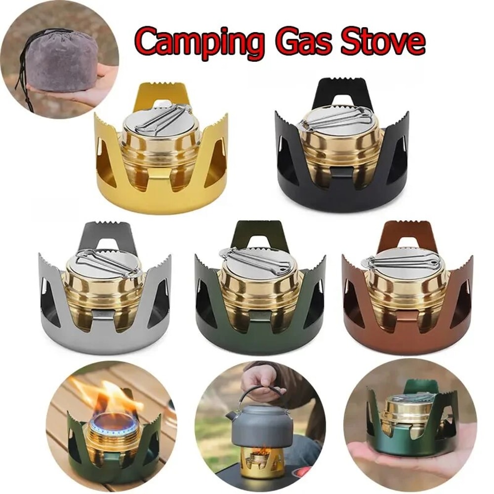 Portable Mini Alcohol Stove Burner Adjustable Firepower Ultralight Brass Camping Stove 0