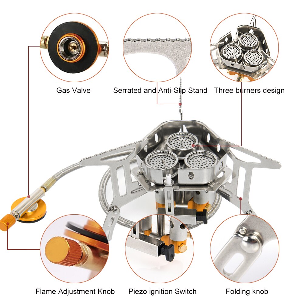 Portable Camping Gas Stove HighPower Burner For Outdoor Cooking Barbecue 2