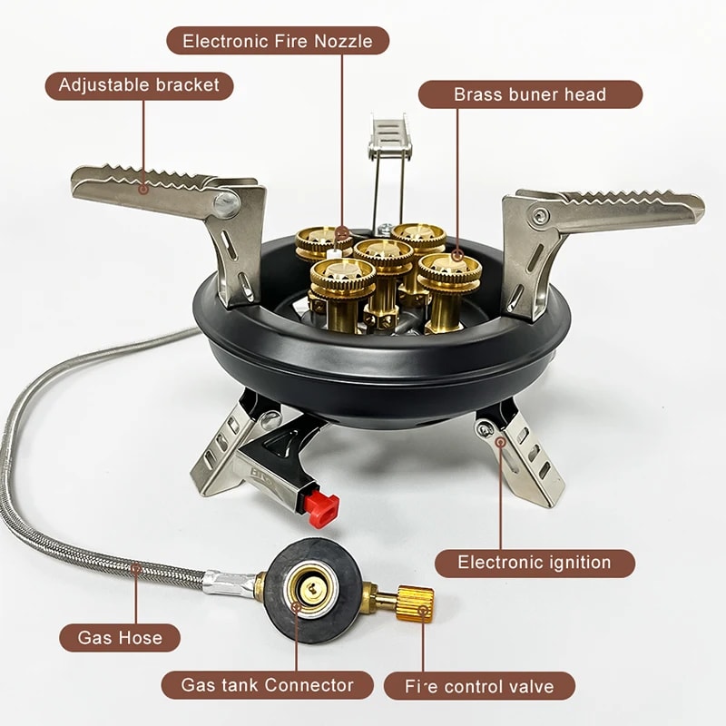 Portable Camping Gas Stove HighPressure Propane Butane Burner With Piezo Ignition For Outdoor Adven 3