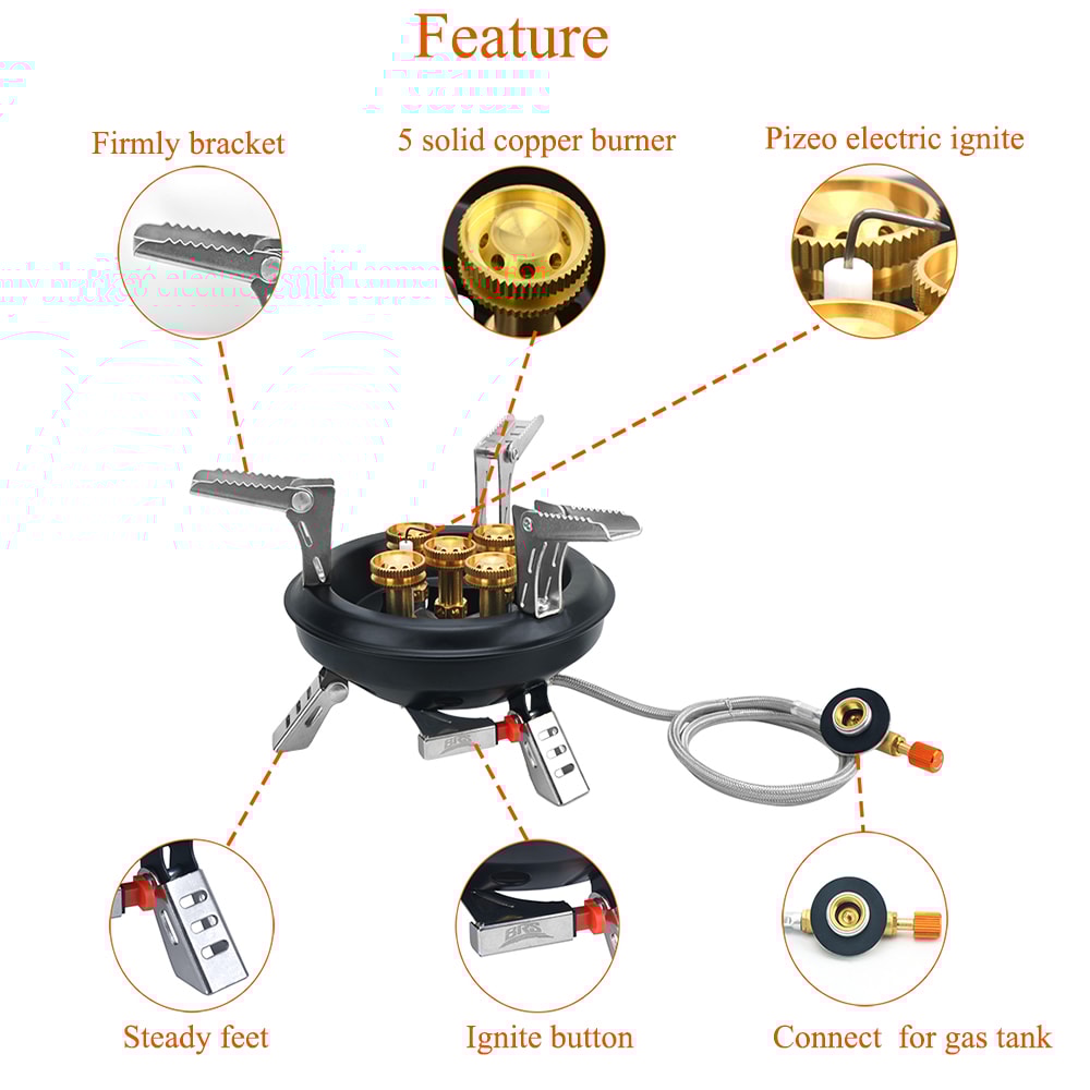 HighPowered Camping Gas Stove With Piezo Ignition Butane Burner For Hiking Travel 3