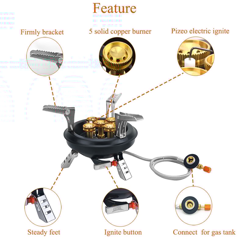 HighPowered Camping Gas Stove With Piezo Ignition Butane Burner For Hiking Travel 3