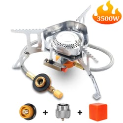 portable camping gas stove windproof outdoor gas burner for cooking, hiking & touring folding & split design