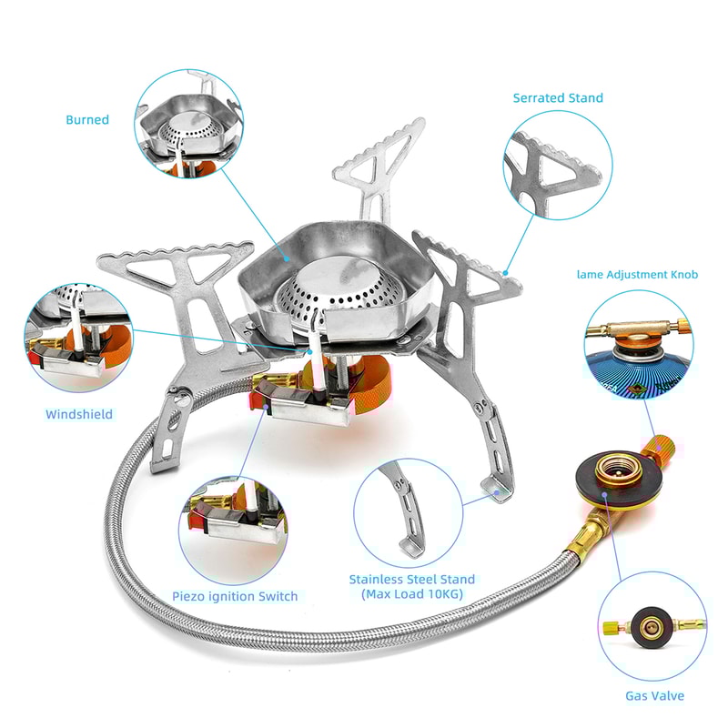 Portable Camping Gas Stove Windproof Outdoor Gas Burner For Cooking Hiking Touring Folding Split 1