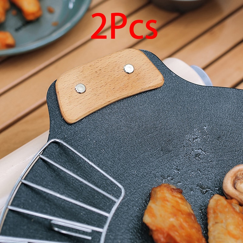 Solid Wood Barbecue Pan Handle Replacement Heat Resistant Grip For Outdoor Camping Grill 2