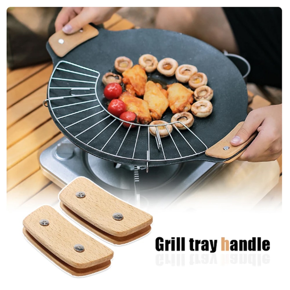 Wooden BBQ Pan Handle AntiScald Heat Resistant Insulated Grip Replacement For Sauce Grill Pan Gridd 1