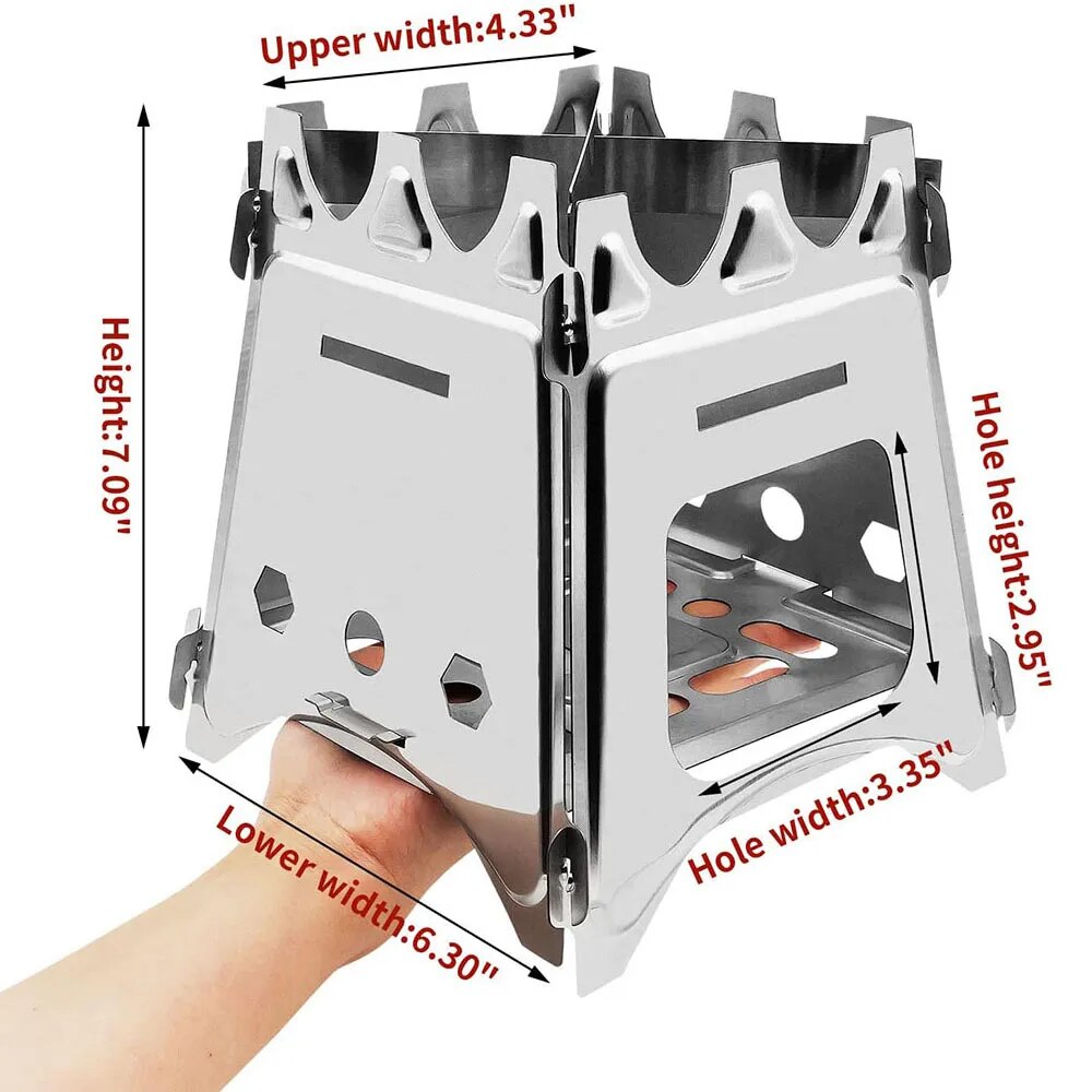Portable Stainless Steel Camping Wood Stove Lightweight Foldable Perfect For Hiking BBQs Picnics 3