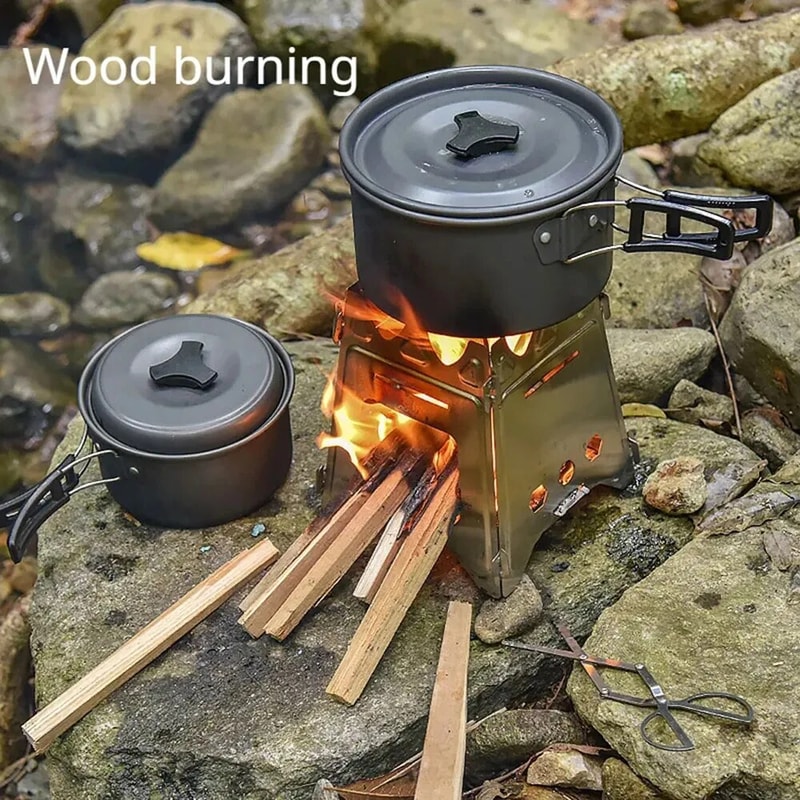 Portable Stainless Steel Camping Wood Stove Lightweight Foldable Perfect For Hiking BBQs Picnics 1