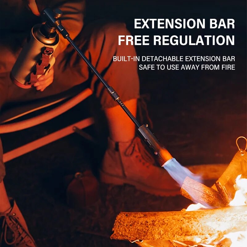 Wood Handle Butane Torch For BBQ Cooking And Outdoor Camping Gas Torch Flame Gun 2