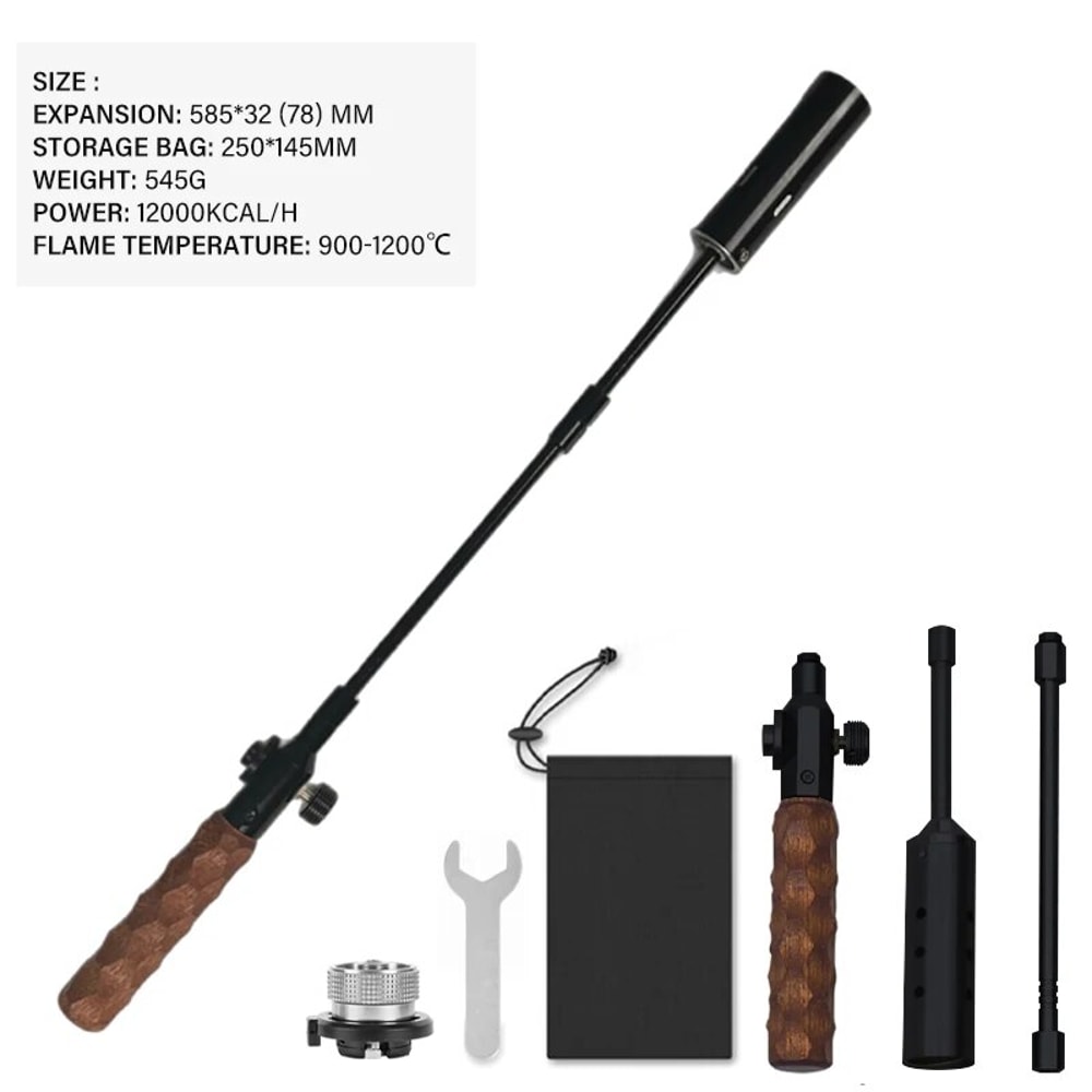 Wood Handle Butane Torch For BBQ Cooking And Outdoor Camping Gas Torch Flame Gun 6