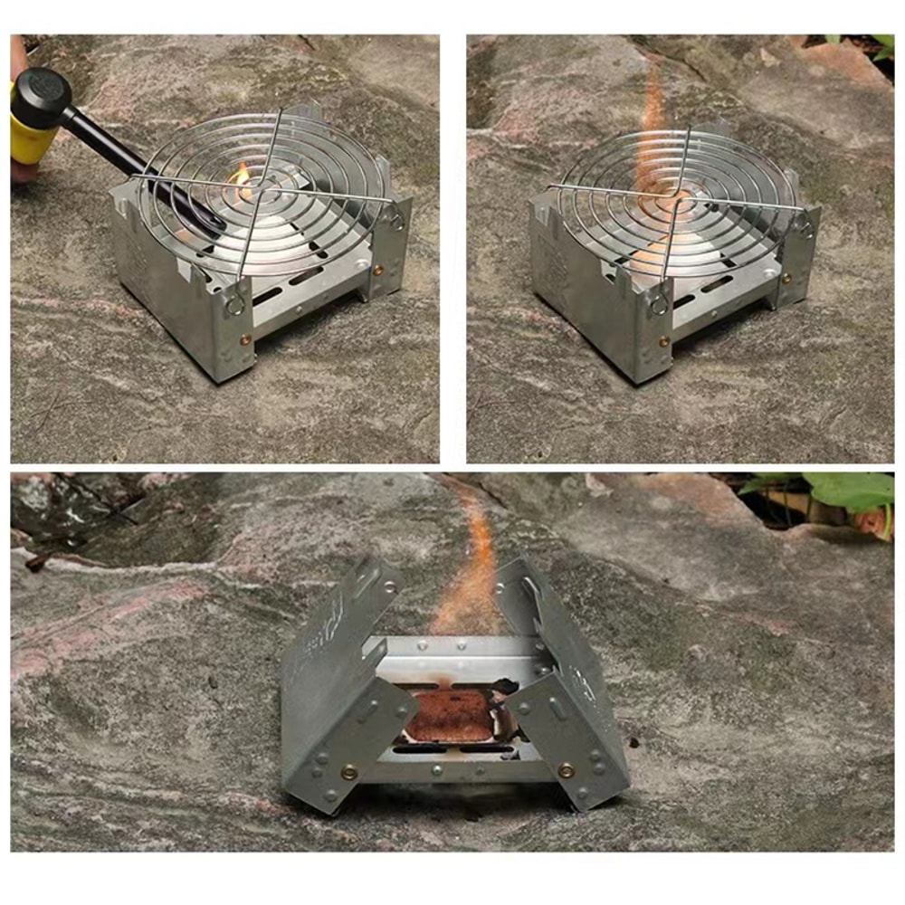 Portable Camping Alcohol Stove Burner Solid Alcohol Fuel Folding Mini Cooking Stove 5