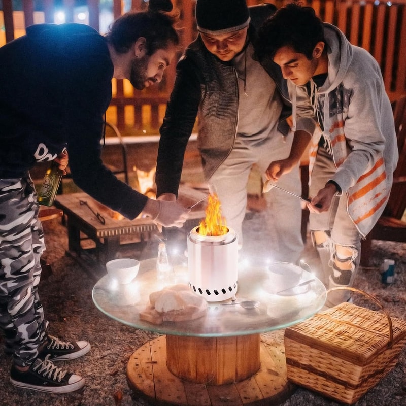 Portable Wood Burner Stove Stainless Steel Smokeless Campfire Stove For Outdoor Camping Hiking 4