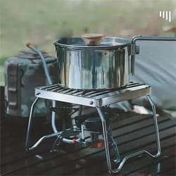 portable stainless steel folding camping stove holder mini barbecue rack set