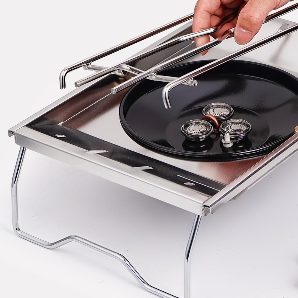 Stainless Steel Folding Gas Stove Windproof Picnic Grill With Copper Head Burner 2