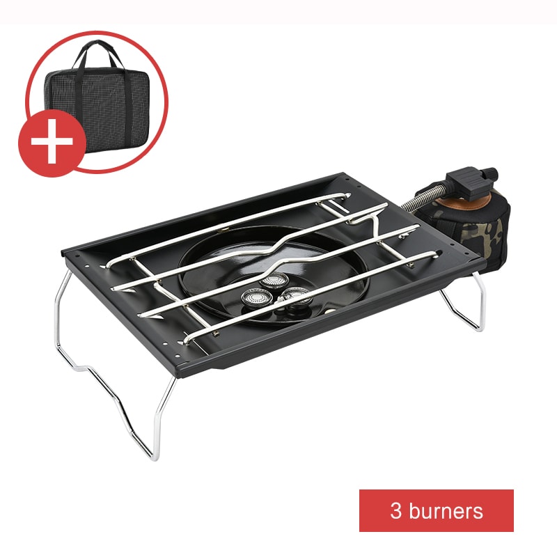 Stainless Steel Folding Gas Stove Windproof Picnic Grill With Copper Head Burner 6