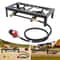 Portable Double Burner Gas Stove With Adjustable Regulator Hose For Camping BBQ 0
