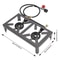 Portable Double Burner Gas Stove With Adjustable Regulator Hose For Camping BBQ 4