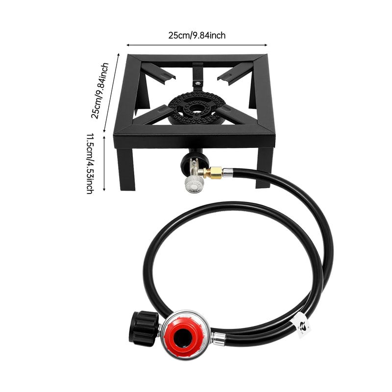 Portable Double Burner Gas Stove With Adjustable Regulator Hose For Camping BBQ 5