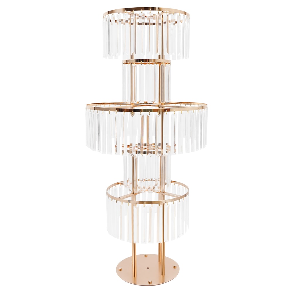 Gold Silver Wedding Flower Stand Centerpiece With Hanging Acrylic Vases 8