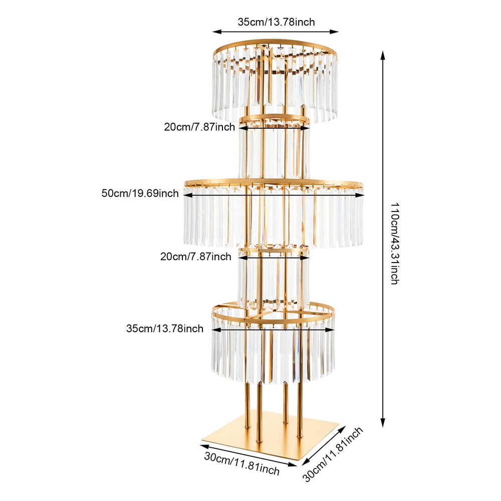 Gold Silver Wedding Flower Stand Centerpiece With Hanging Acrylic Vases 5