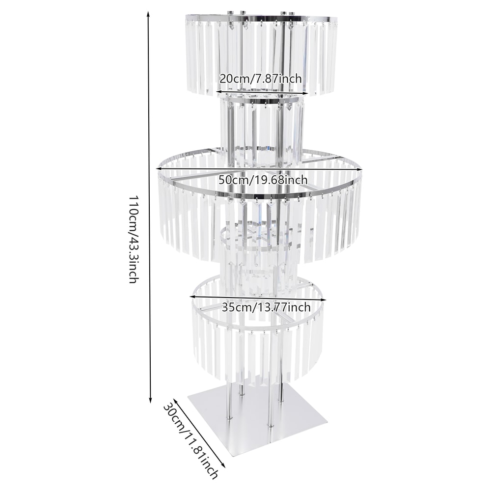 Gold Silver Wedding Flower Stand Centerpiece With Hanging Acrylic Vases 9