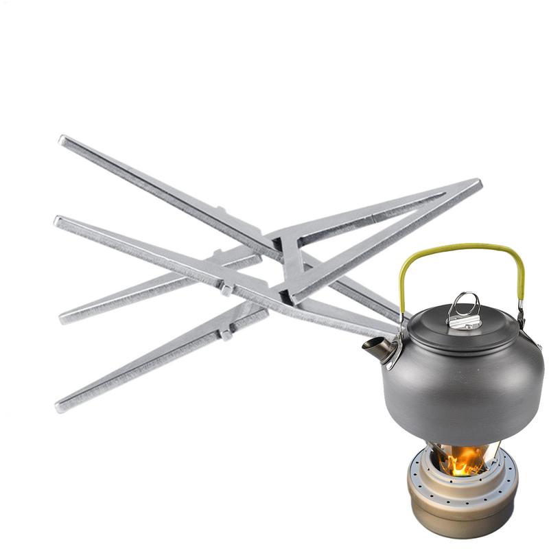 Portable Alcohol Stove Bracket Stainless Steel FourCorner Kettle Stand For Outdoor Camping 0