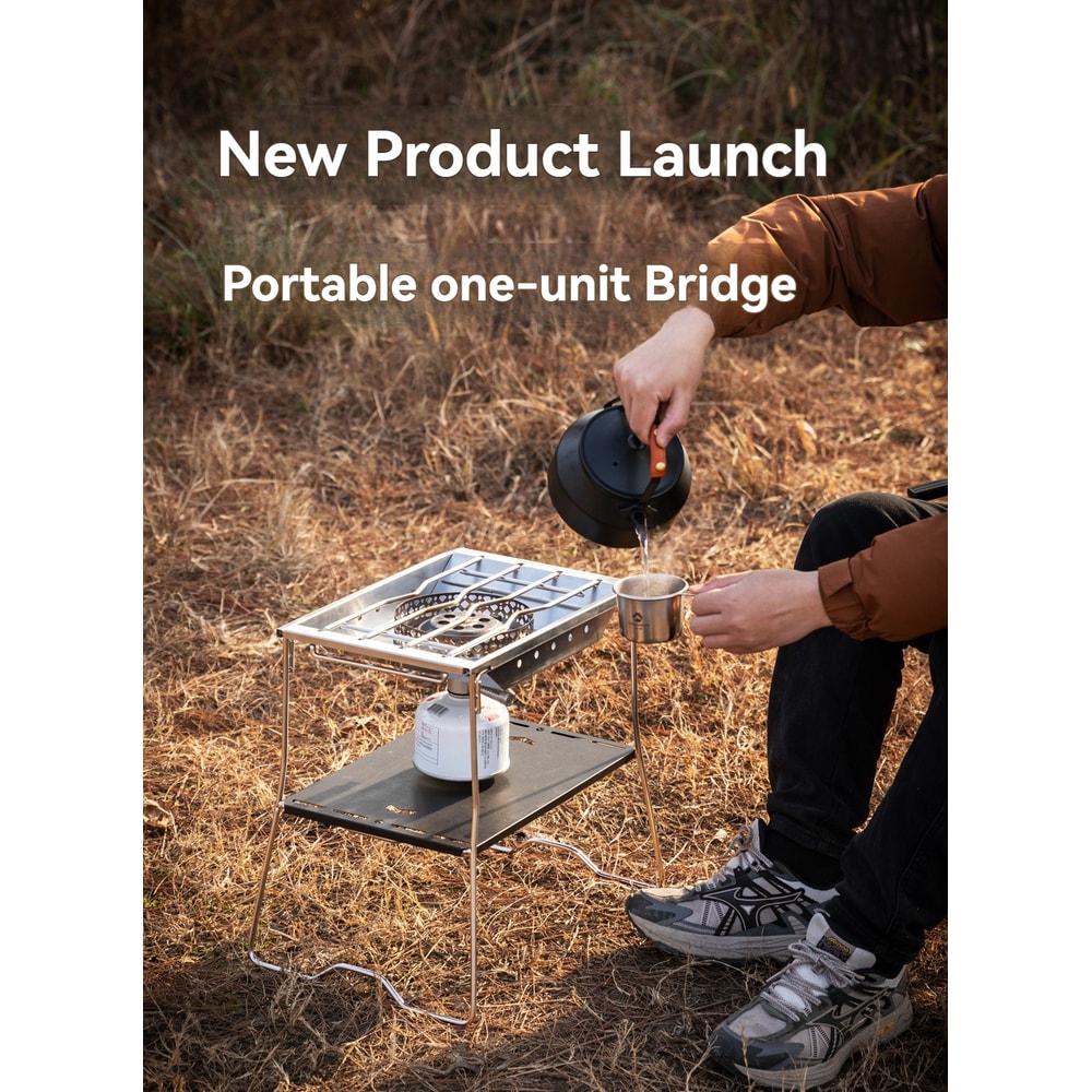 Durable Folding Stainless Steel Camping Table With Foot Frame Storage Rack 2