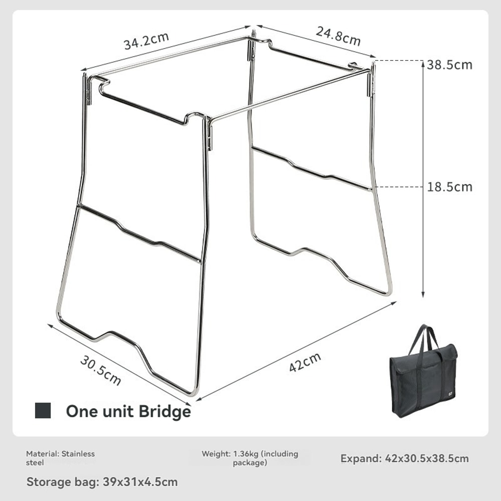 Durable Folding Stainless Steel Camping Table With Foot Frame Storage Rack 5