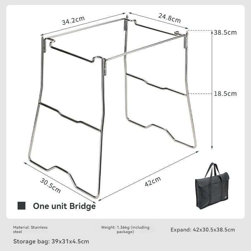 Durable Folding Stainless Steel Camping Table With Foot Frame Storage Rack 5