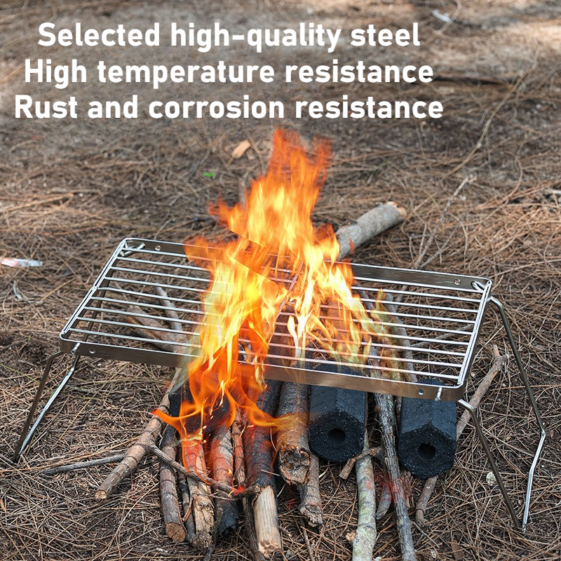 Portable Outdoor Stainless Steel Alcohol Furnace Bracket Folding BBQ Camping Net Grid 1