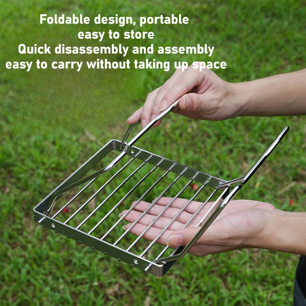 Portable Outdoor Stainless Steel Alcohol Furnace Bracket Folding BBQ Camping Net Grid 4