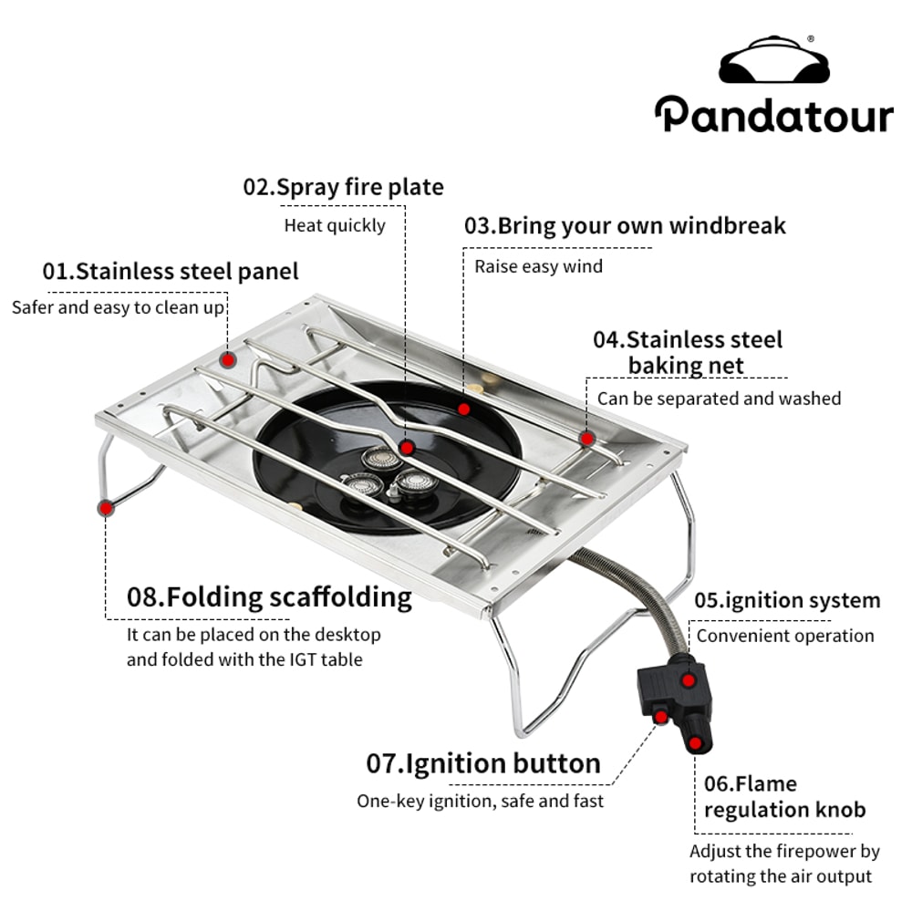 Portable Stainless Steel Camping Stove OneTouch Folding High Power Burner For Outdoors 5