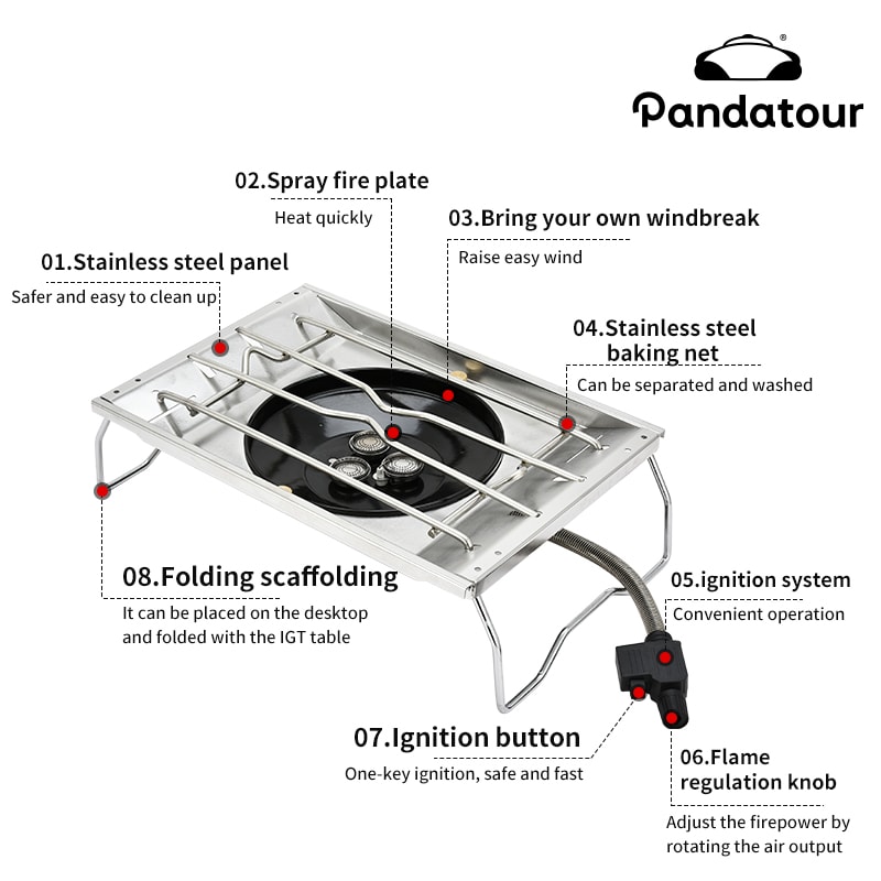 Portable Stainless Steel Camping Stove OneTouch Folding High Power Burner For Outdoors 5