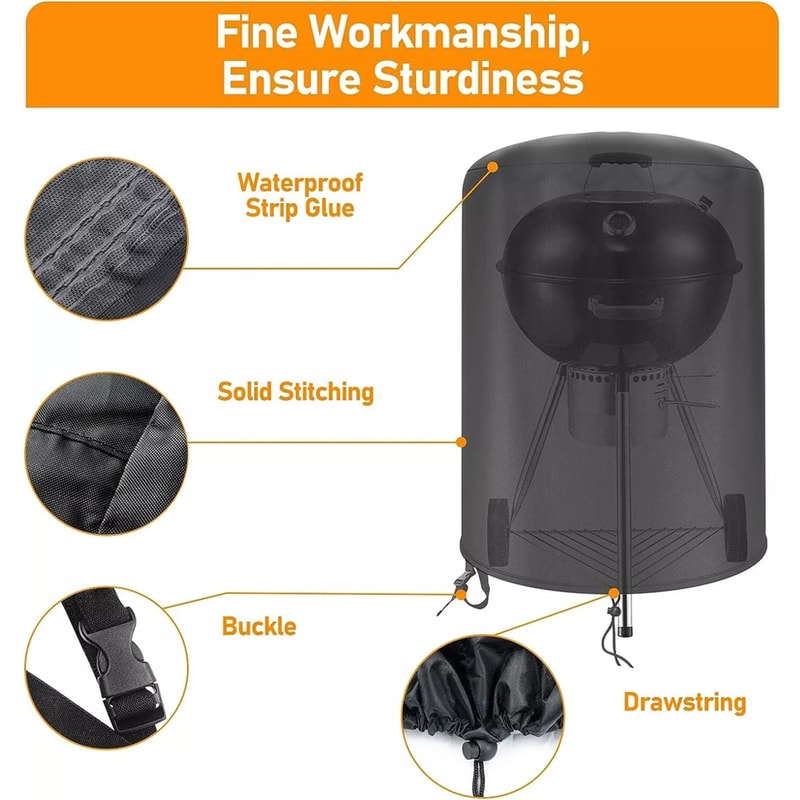 Waterproof BBQ Cover For Weber Round Outdoor Barbecue Oxford Cover 3