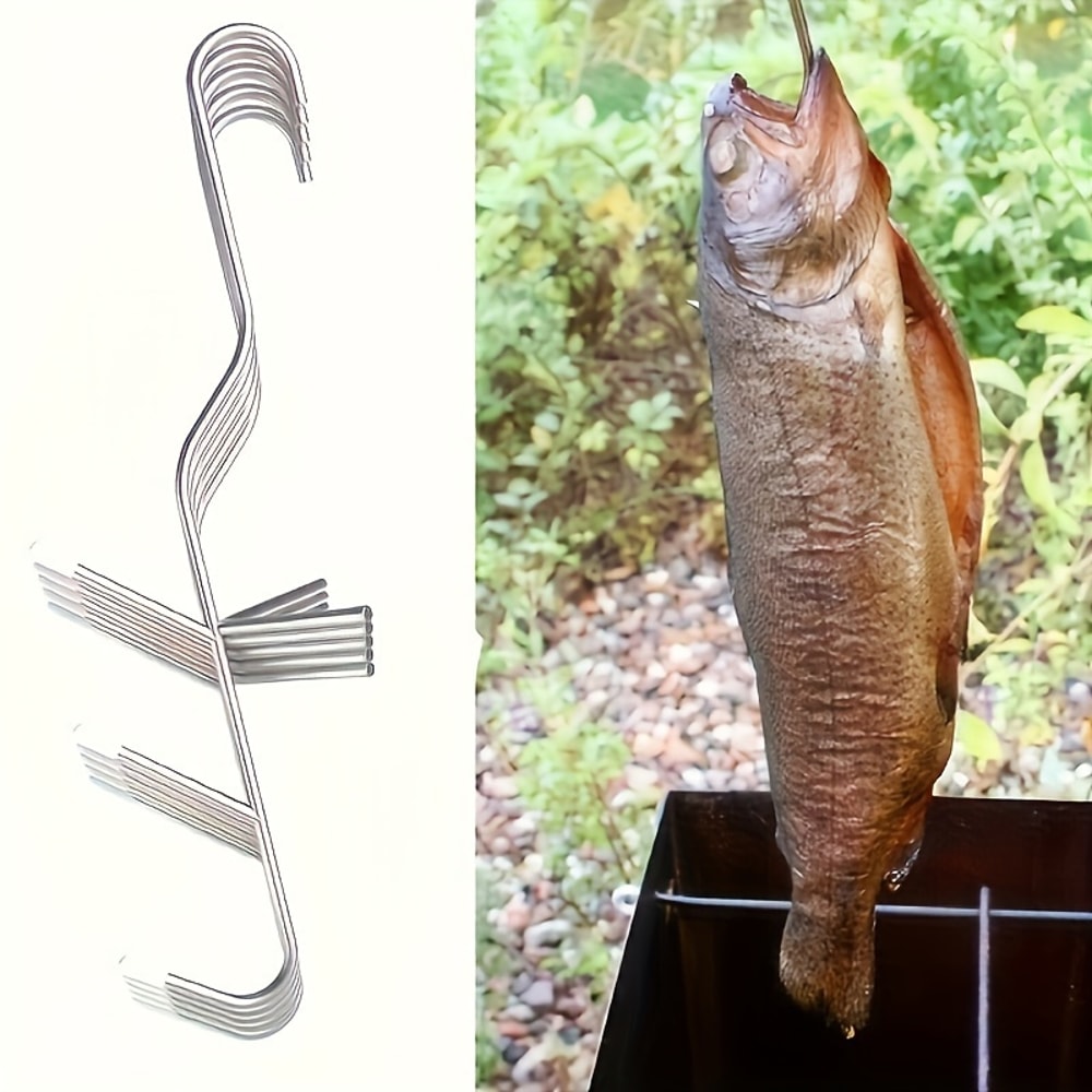 Stainless Steel Butcher Fish Hook Durable Hook For Hot Cold Smoking Fish 0