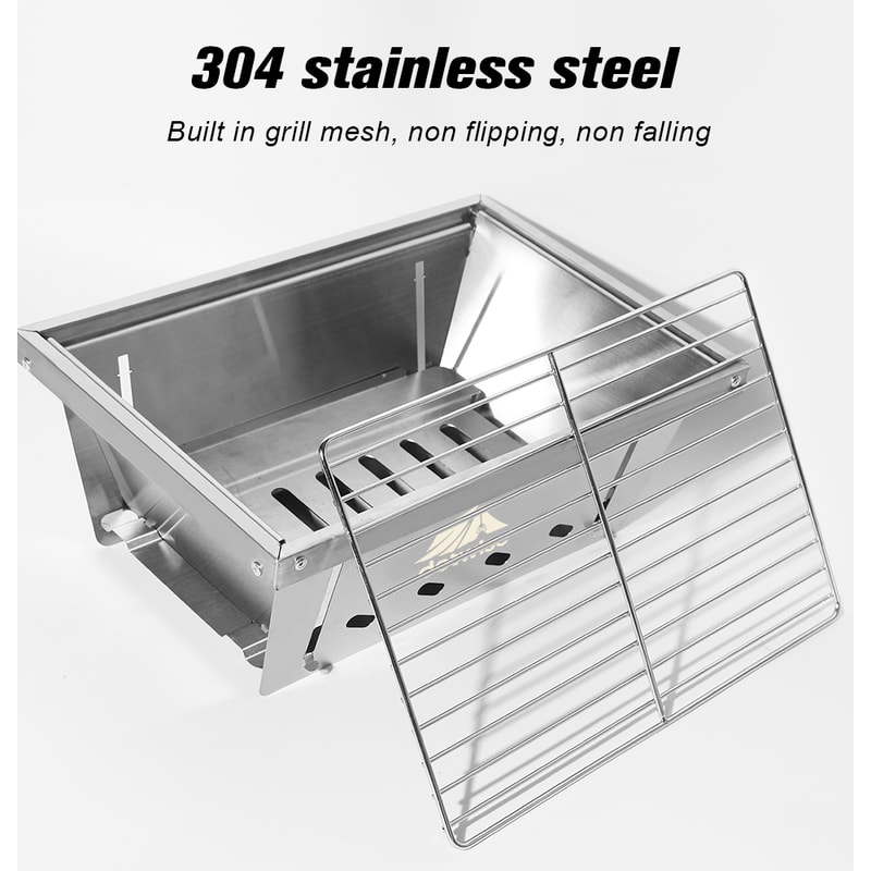 Portable Stainless Steel Folding Barbecue Grill For Camping Outdoor Cooking 1