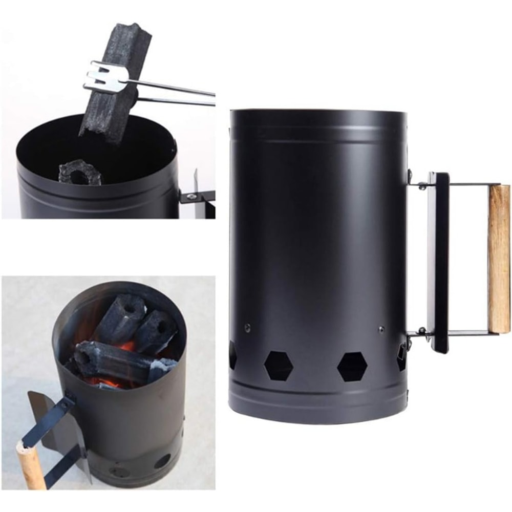 Portable Stainless Steel Barbecue Fire Starter With Handle Quick Charcoal Ignition For Camping Pic 0