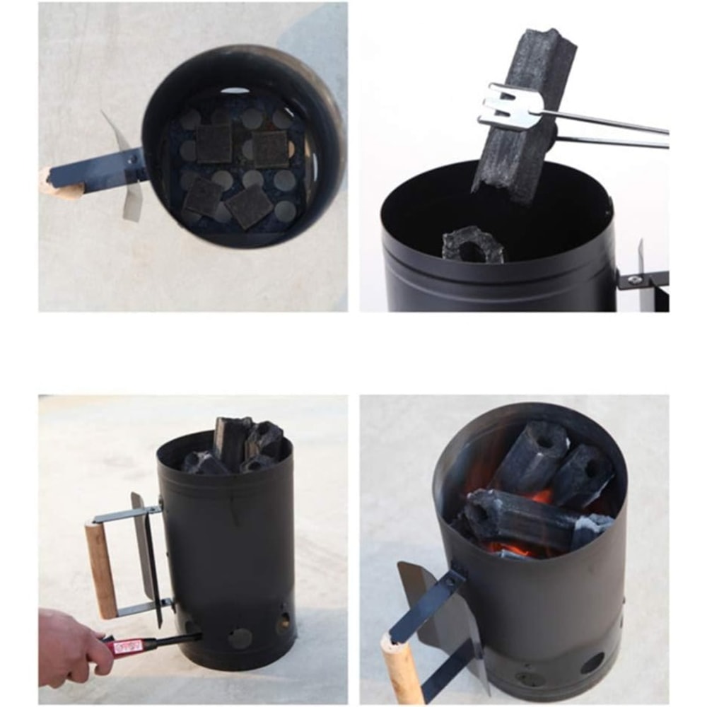 Portable Stainless Steel Barbecue Fire Starter With Handle Quick Charcoal Ignition For Camping Pic 3