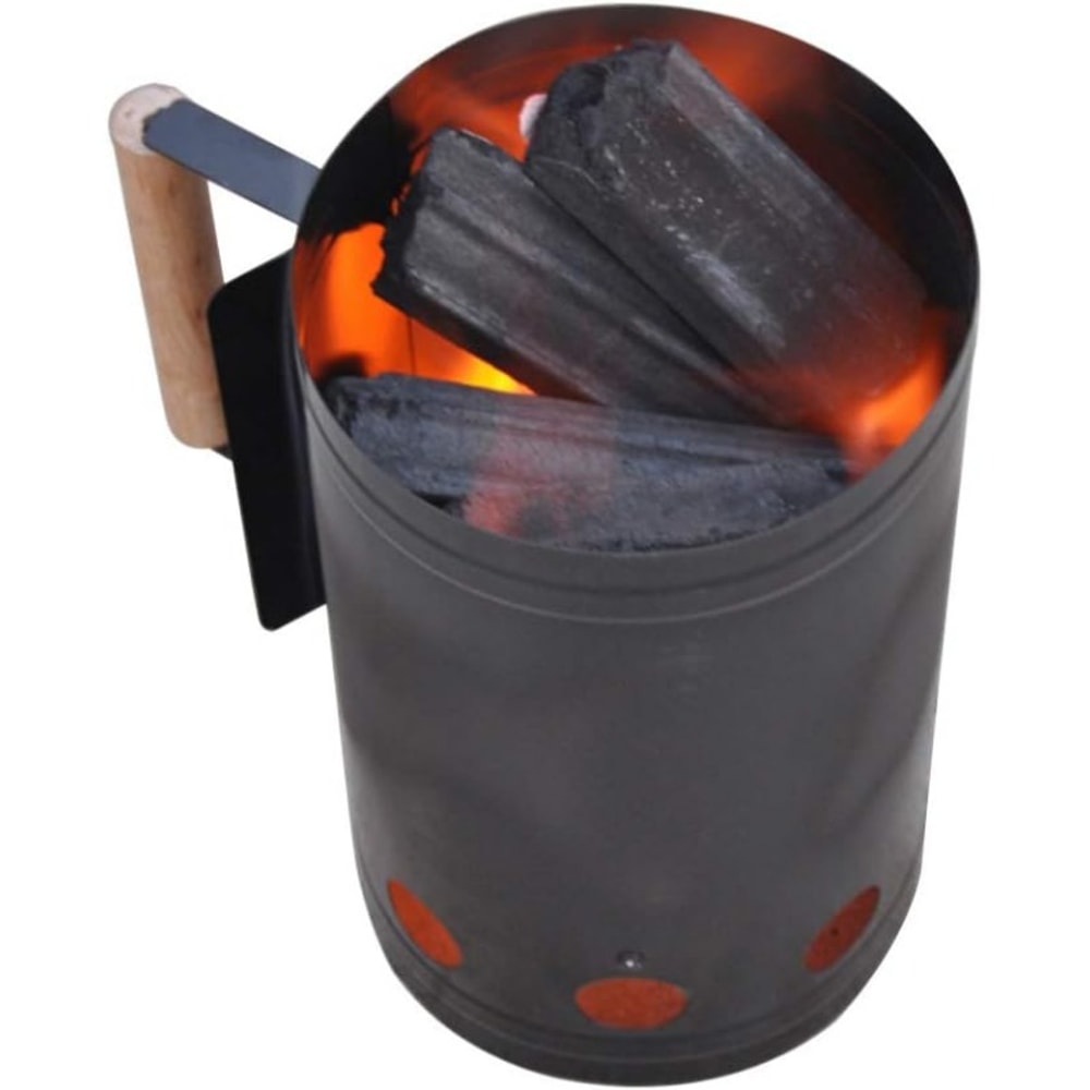 Portable Stainless Steel Barbecue Fire Starter With Handle Quick Charcoal Ignition For Camping Pic 1