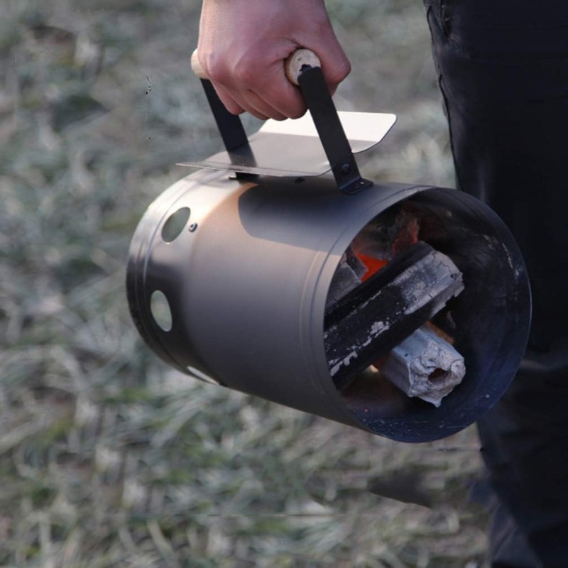 Portable Stainless Steel Barbecue Fire Starter With Handle Quick Charcoal Ignition For Camping Pic 2