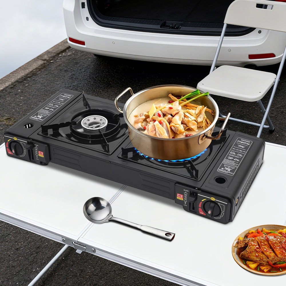 Portable Burner Camping Stove With Auto Ignition Baking Tray Ideal For RVs Picnics And BBQs 3