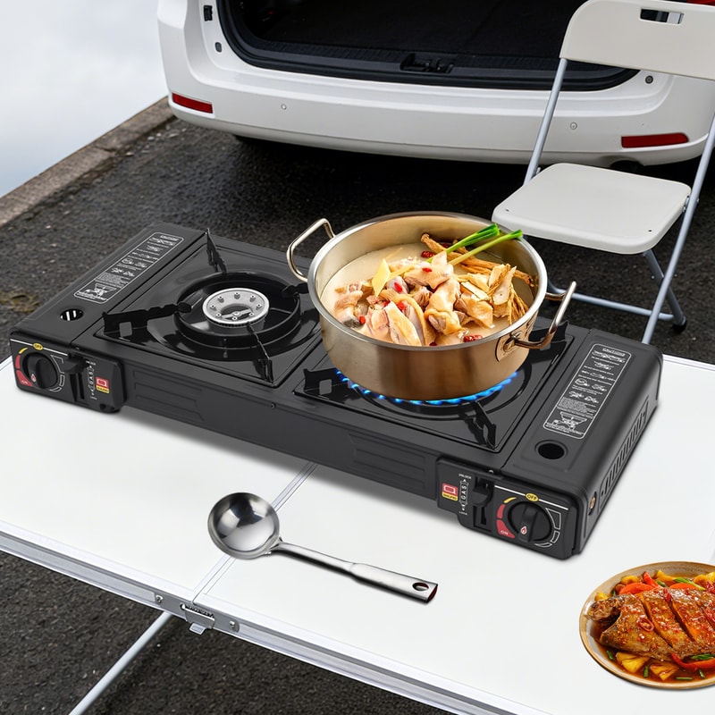 Portable Burner Camping Stove With Auto Ignition Baking Tray Ideal For RVs Picnics And BBQs 3