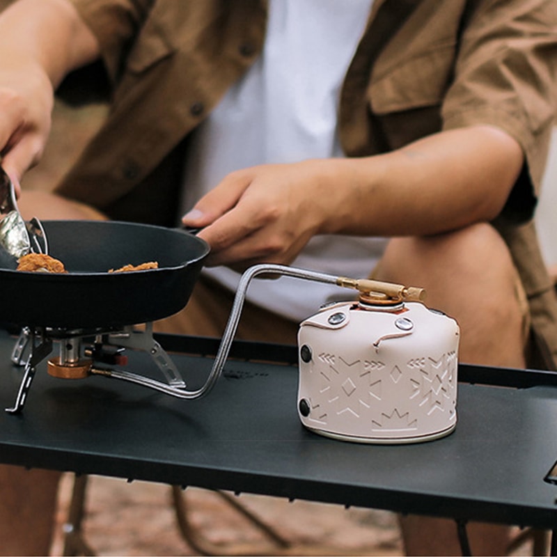 Leather Gas Canister Protective Cover For Outdoor Hiking Travel 2