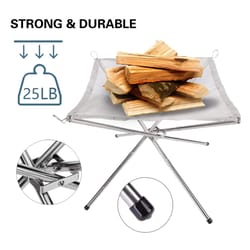 portable outdoor fire pit stand collapsible steel mesh stove shelf for wood heater ideal for camping, backyard